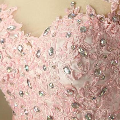 Elegant Pink Cap Sleeve Long Prom Dress,custom..