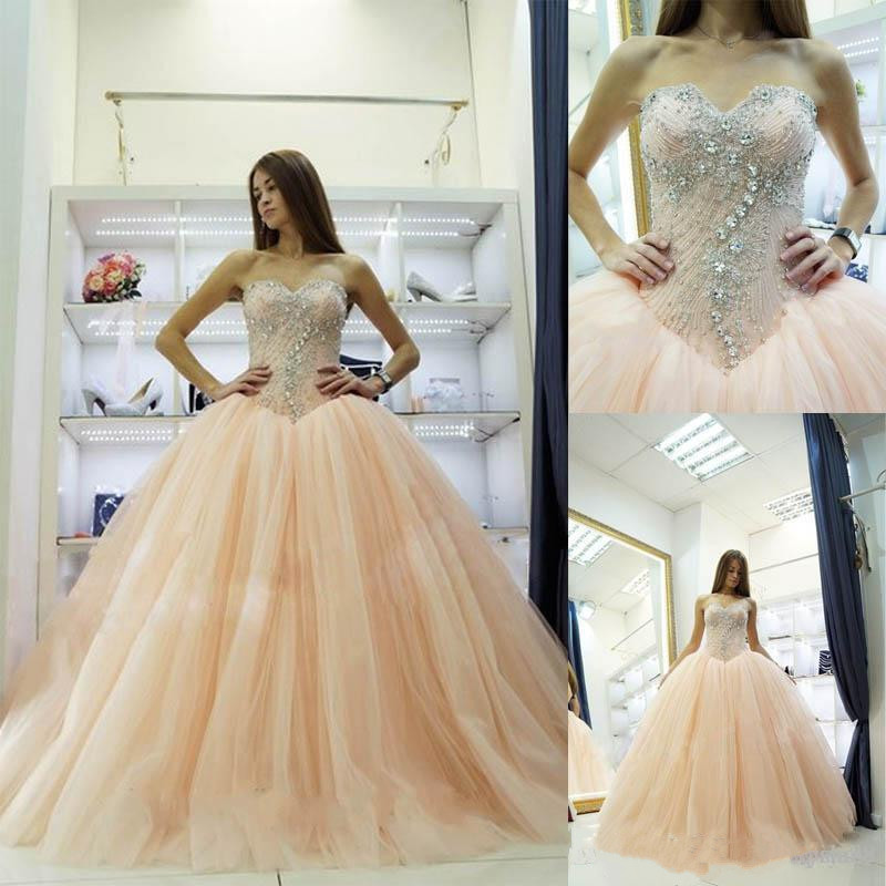 Sexy Sweetheat Ball Gown Prom Dress,champagne Quinceanera Dress,custom Made Beading Tulle Quinceanera Dresses